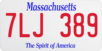 MA license plate 7LJ389