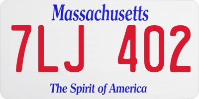 MA license plate 7LJ402