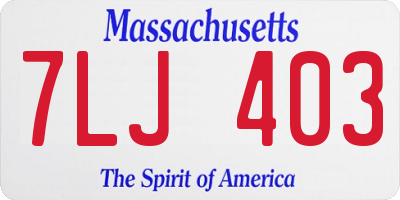MA license plate 7LJ403
