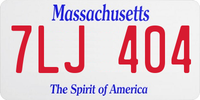 MA license plate 7LJ404