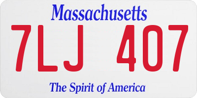 MA license plate 7LJ407