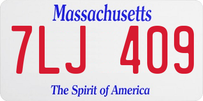 MA license plate 7LJ409