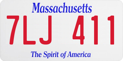 MA license plate 7LJ411