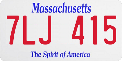 MA license plate 7LJ415