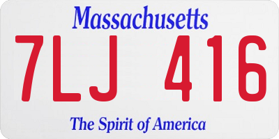 MA license plate 7LJ416