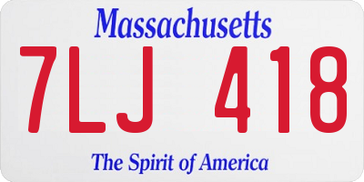 MA license plate 7LJ418
