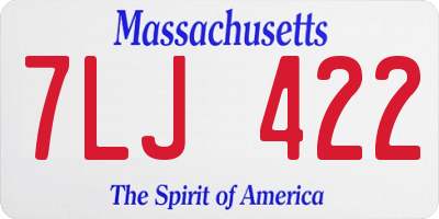 MA license plate 7LJ422