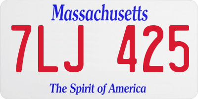 MA license plate 7LJ425