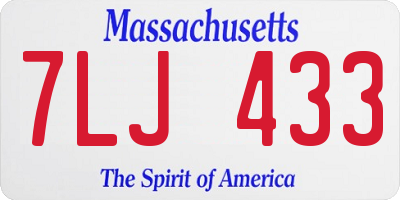 MA license plate 7LJ433