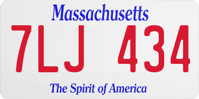 MA license plate 7LJ434