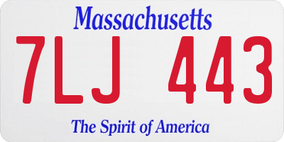 MA license plate 7LJ443