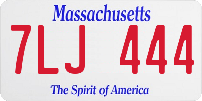 MA license plate 7LJ444