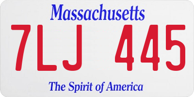 MA license plate 7LJ445