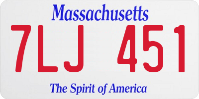 MA license plate 7LJ451