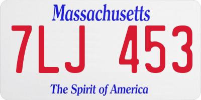 MA license plate 7LJ453