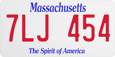 MA license plate 7LJ454