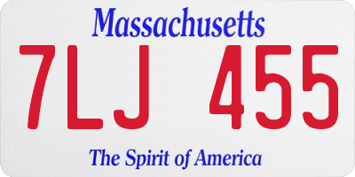 MA license plate 7LJ455