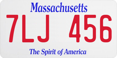 MA license plate 7LJ456