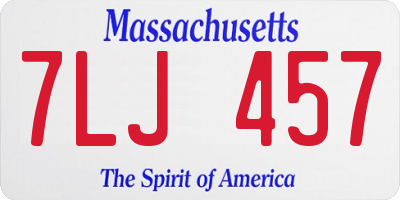 MA license plate 7LJ457