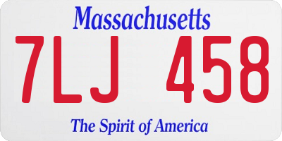MA license plate 7LJ458