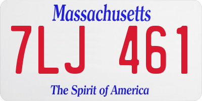 MA license plate 7LJ461