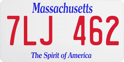 MA license plate 7LJ462