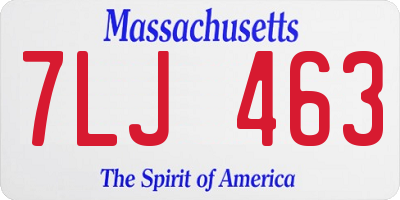 MA license plate 7LJ463
