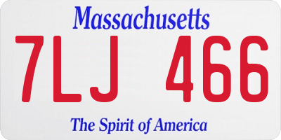 MA license plate 7LJ466