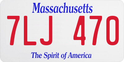 MA license plate 7LJ470