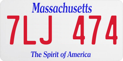 MA license plate 7LJ474
