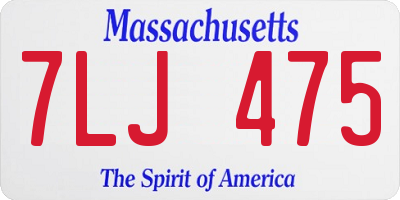 MA license plate 7LJ475
