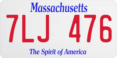 MA license plate 7LJ476