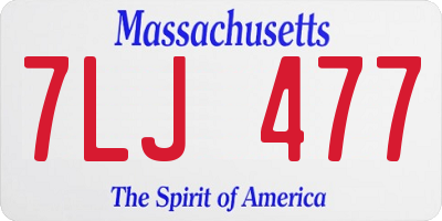 MA license plate 7LJ477