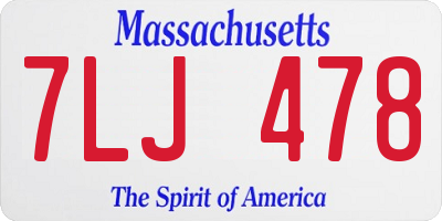 MA license plate 7LJ478