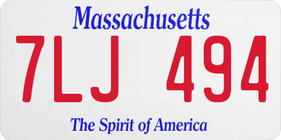 MA license plate 7LJ494
