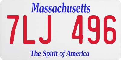MA license plate 7LJ496