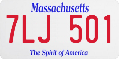 MA license plate 7LJ501
