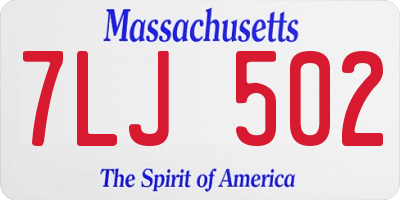 MA license plate 7LJ502