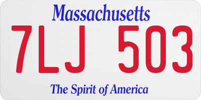 MA license plate 7LJ503
