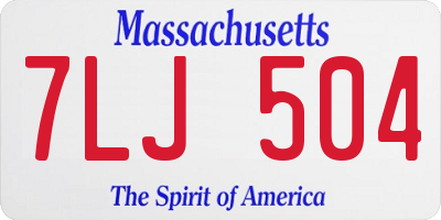 MA license plate 7LJ504