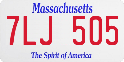 MA license plate 7LJ505