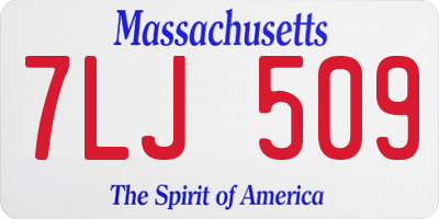 MA license plate 7LJ509