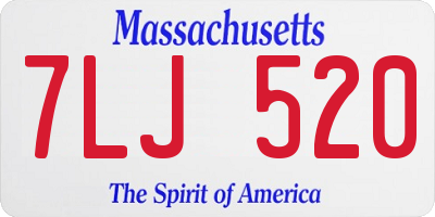 MA license plate 7LJ520
