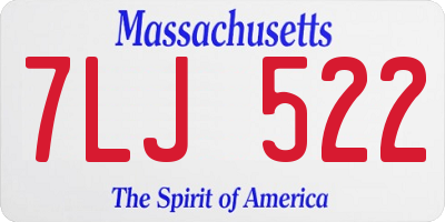MA license plate 7LJ522