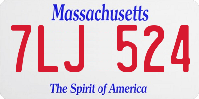 MA license plate 7LJ524