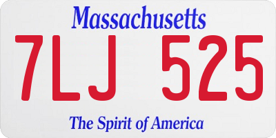 MA license plate 7LJ525
