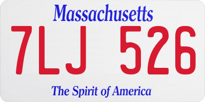 MA license plate 7LJ526