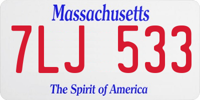 MA license plate 7LJ533