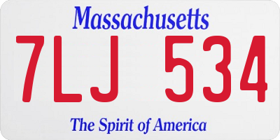 MA license plate 7LJ534