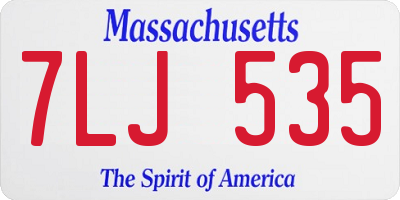 MA license plate 7LJ535